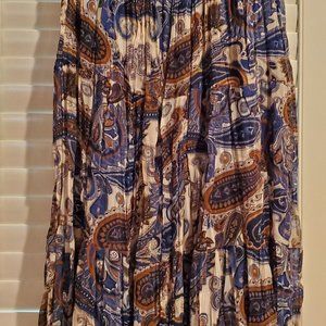 Mid calf, elastic waist full skirt